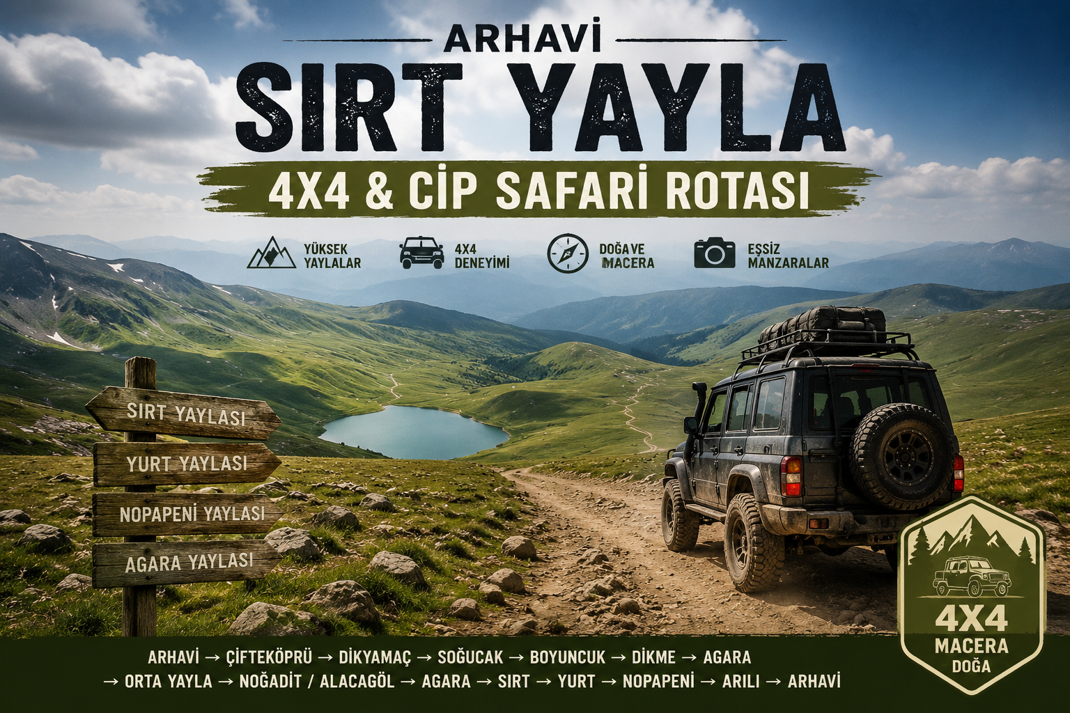 Arhavi Sırt Yayla 4x4 & Cip Safari Rotası – Artvin CEPTE görseli